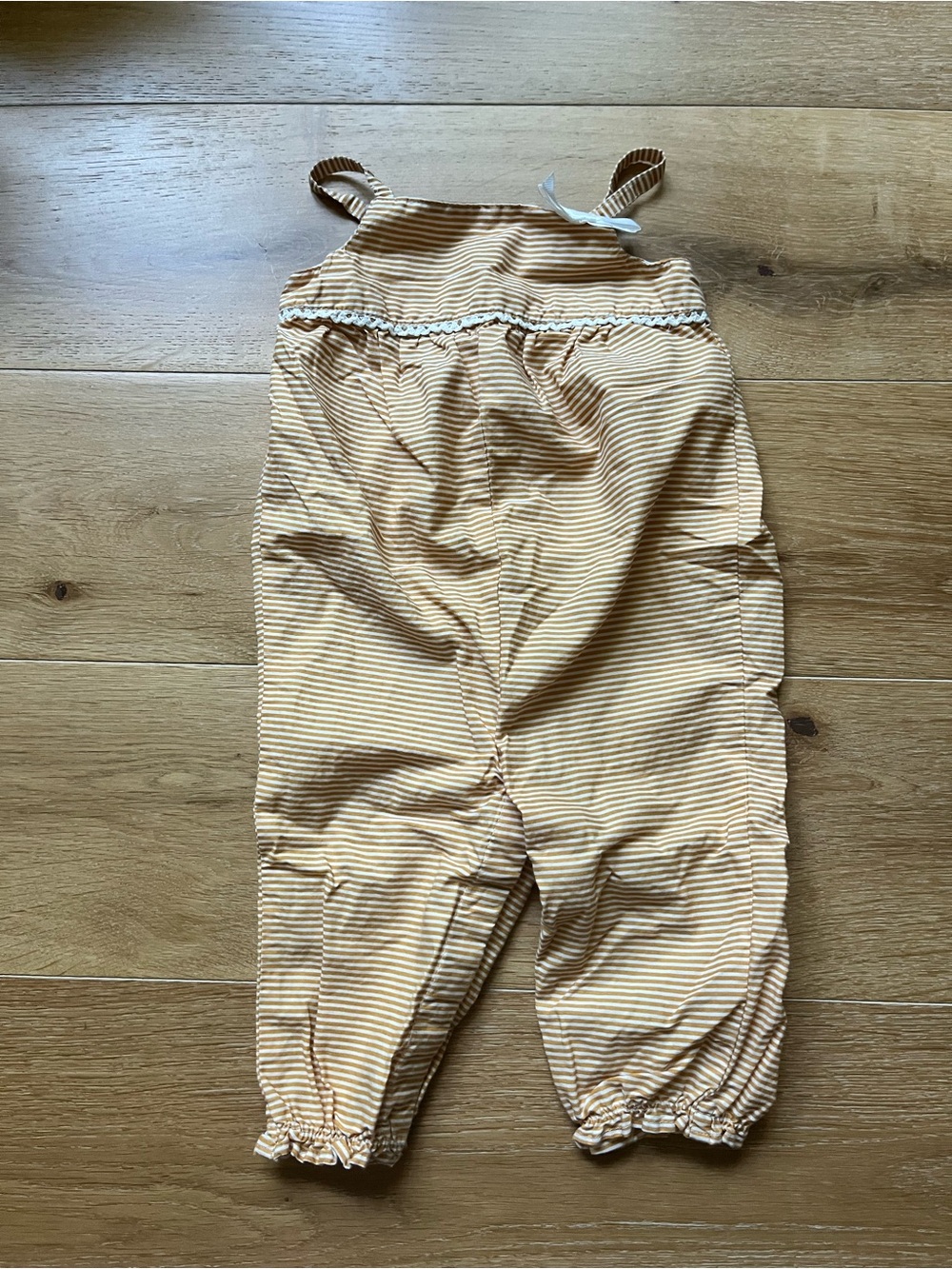 3-6 mos Striped Yellow Casual Kids Romper with Ruffle Trim